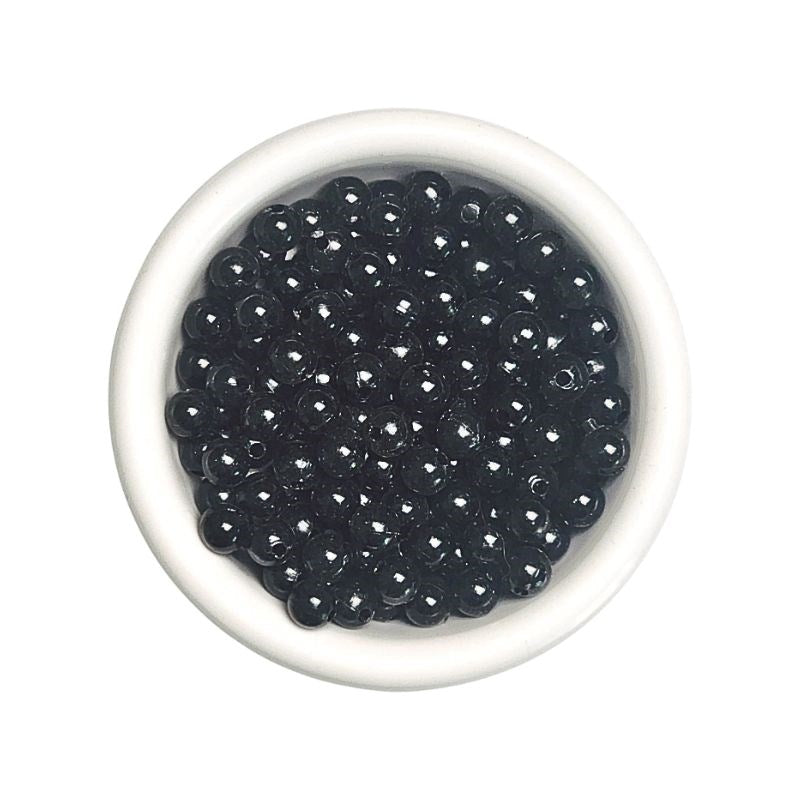 Plastic Round Beads - Black