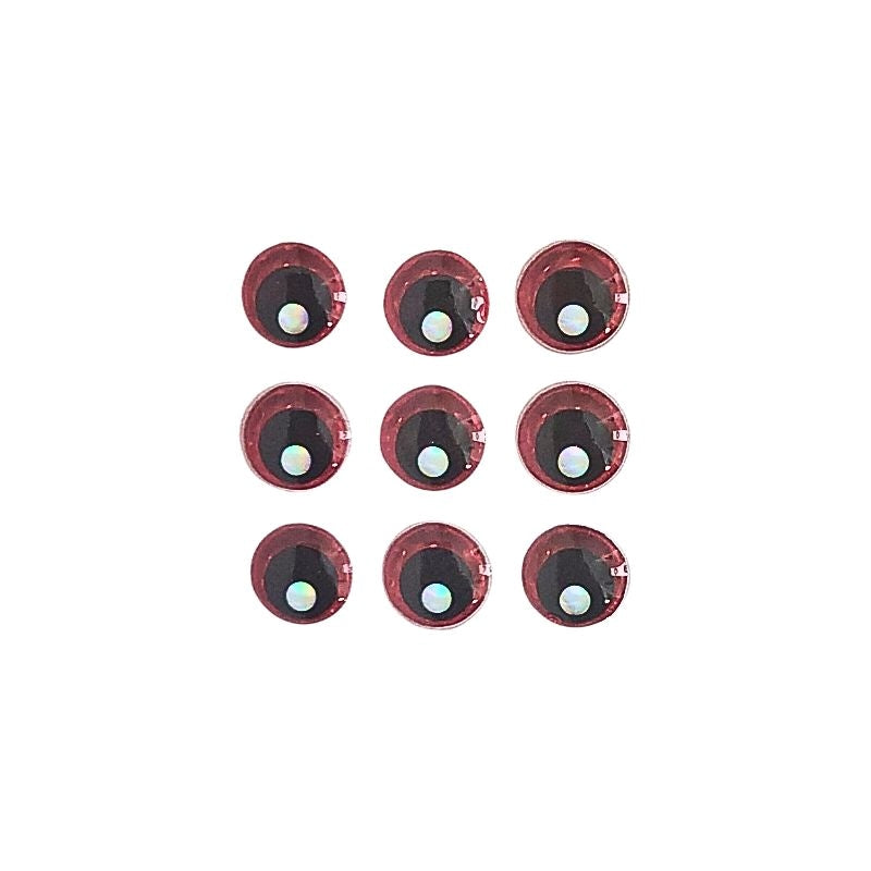 3D Adhesive Lure Eye - Holographic Red with Silver Dot