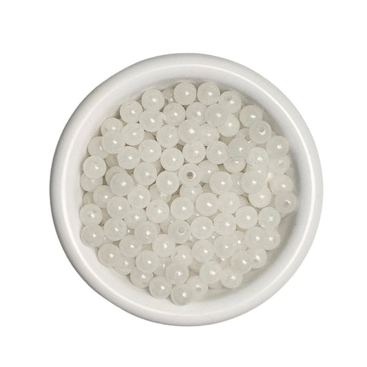 Plastic Round Beads - White Glow Green