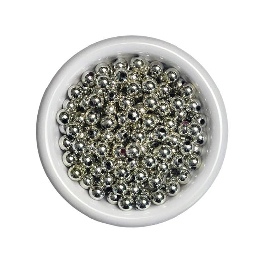 Plastic Round Beads - Silver