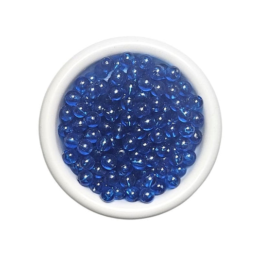 Plastic Round Beads - Transparent Blue