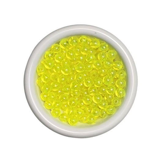 Plastic Round Beads - Transparent Chartreuse