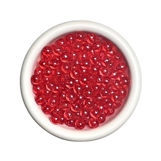 Plastic Round Beads - Transparent Red