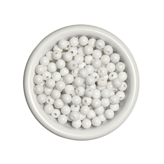 Plastic Round Beads - White