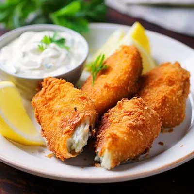 Crispy Baked Brown Bullhead Bites with Tartar Sauce